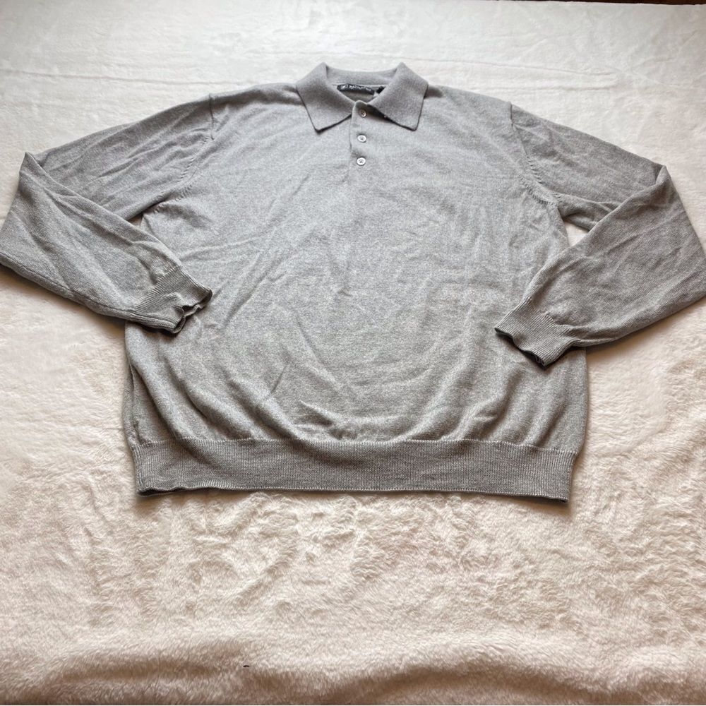Bachrach Gray 100% Italian Merino Wool Long Sleeve Sweater Size Medium
